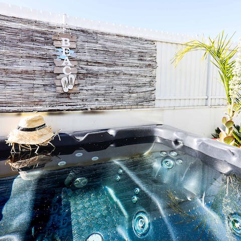 Relax after a busy day in the hot tub
