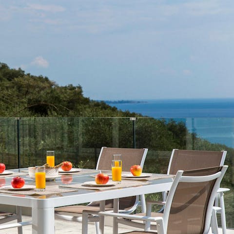 Serve up some local Greek delicacies at the dining area