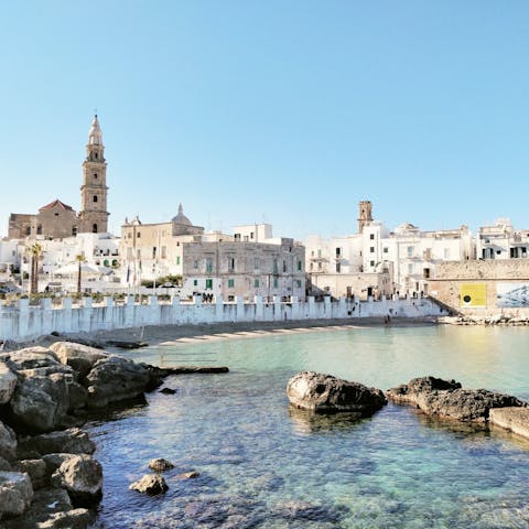 Head out and explore the historic town of Monopoli, just 17km away