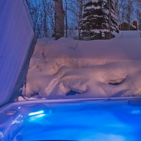 Take in the crisp mountain views from the warm comfort of the outdoor hot tub
