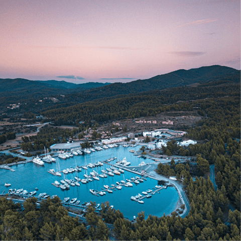 Shop, dine and drink at Sani Marina – it's a thirty-six minute drive
