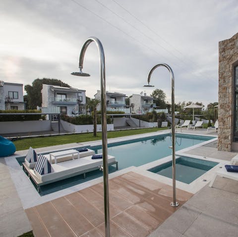 Swim in the pool or relax in the hot tub – the choice is yours