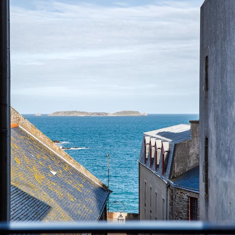 Gaze out at soothing sea views out through the apartment's window