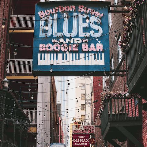 Listen to some live Jazz on the famous Bourbon Street, a five-minute stroll from your apartment