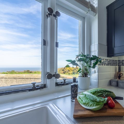 Admire the sea views when preparing lunch