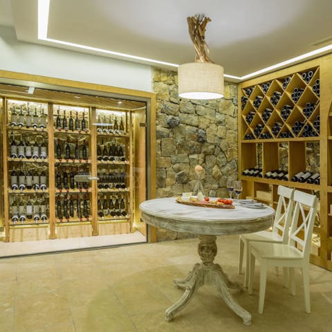 Break open a bottle of Santorini's finest in your private wine cellar