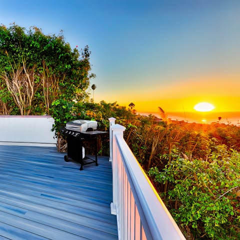 Gaze out at the gorgeous sunset over the ocean from one of the many terraces