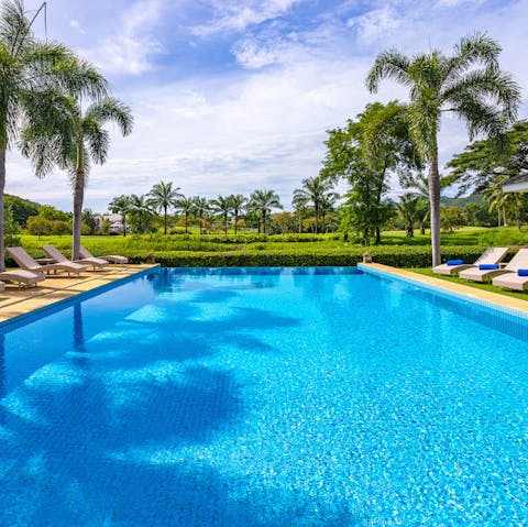Cool off from the summer heat in the large saltwater pool