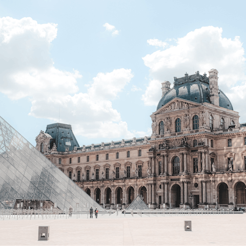 Spend hours wandering the halls of The Louvre – a six-minute walk from the apartment