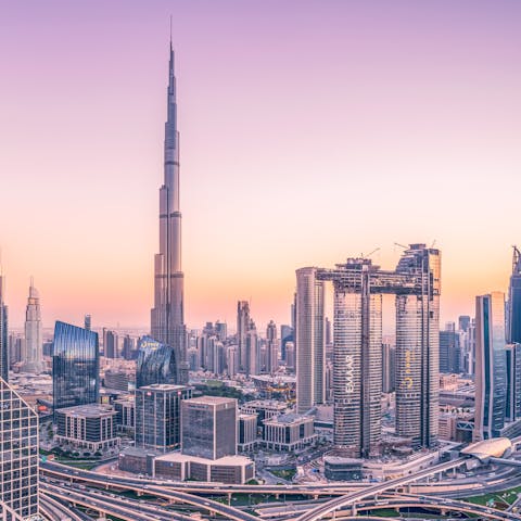 Take a sightseeing tour of the iconic landmarks, including Burj Khalifa