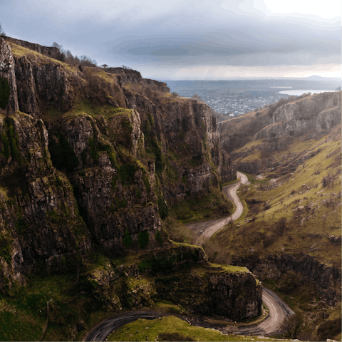 Don your hiking boots and explore Cheddar Gorge – a seven-minute drive away