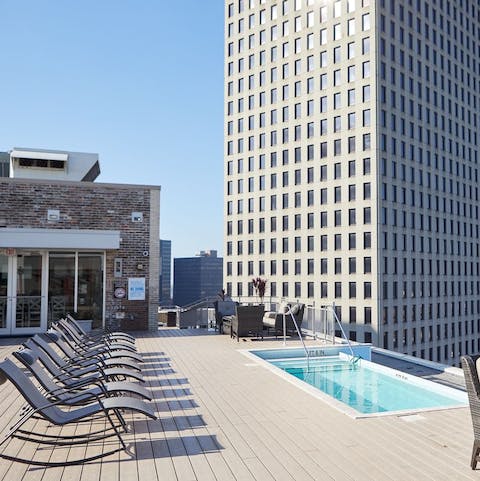 Go for a swim in the communal rooftop pool