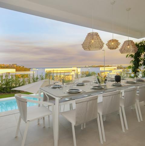 Dine alfresco on delicious tapas dishes overlooking the pool