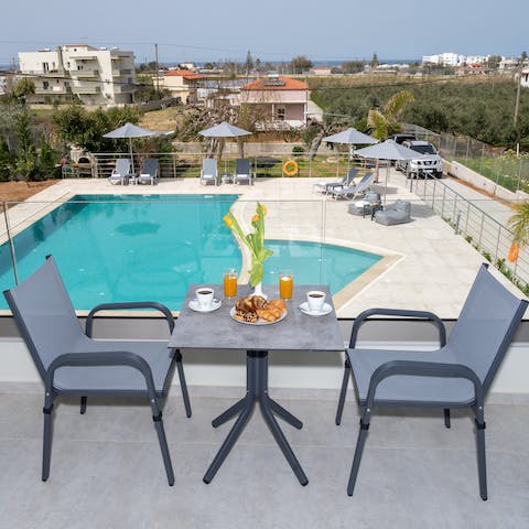 Breakfast on the private balcony when you're staying on the upper floor