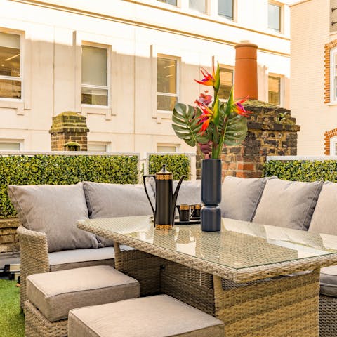 Unwind on the outdoor patio with a glass of wine