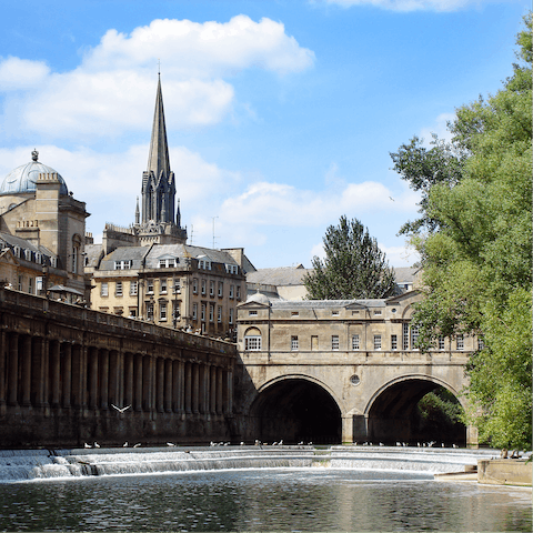 Stay within a ten-minute walk of the Roman sights, shops and restaurants of central Bath
