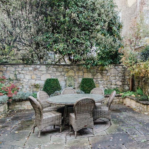 Dine alfresco in the fairytale courtyard garden