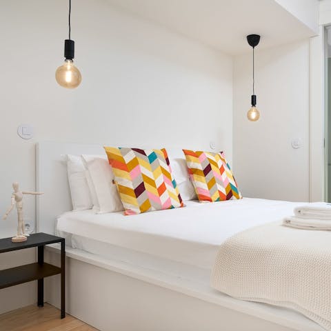 Find no trouble getting a peaceful night's sleep in the stylish bedroom
