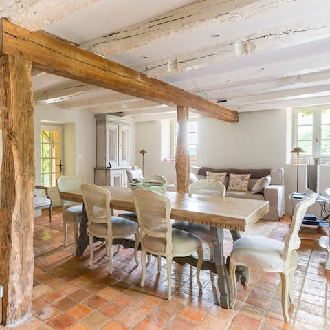 Dine under the charming wooden beams
