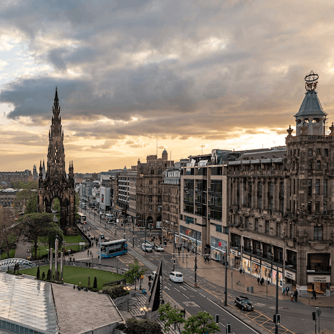 Check out the shops on bustling Princes Street, twenty minutes away