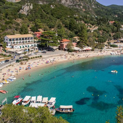 Stay right on the beachfront at Paleokastritsa and enjoy private access to the sand