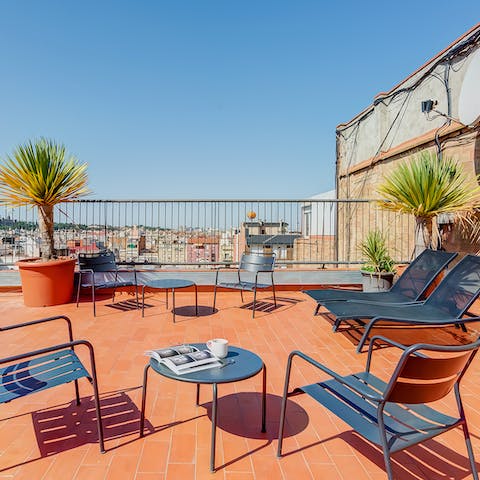 Relax on the roof terrace with its fabulous city vistas