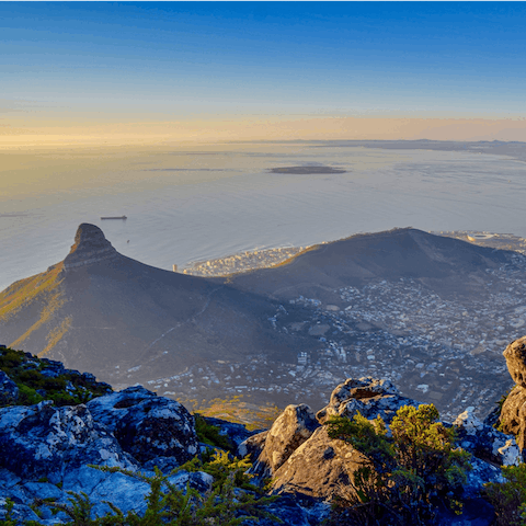 Hop in your car and drive fifteen minutes to iconic Table Mountain