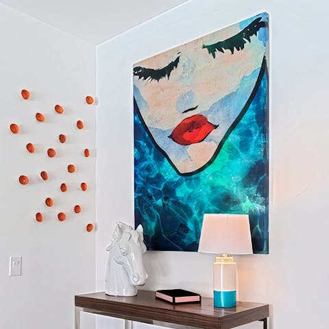 Admire the funky, pop-art-inspired decor