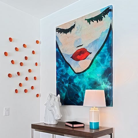 Admire the funky, pop-art-inspired decor