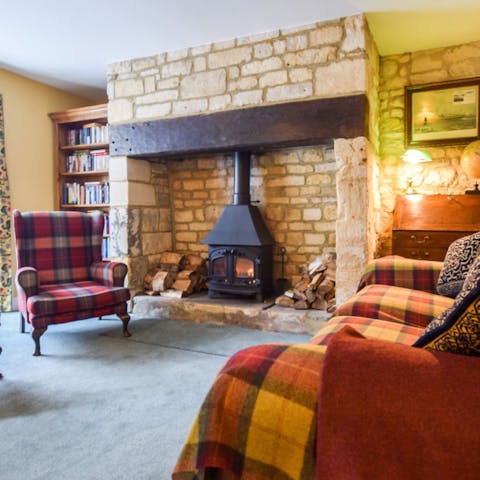 Grab a book and curl up next to the wood-burning stove for a peaceful morning