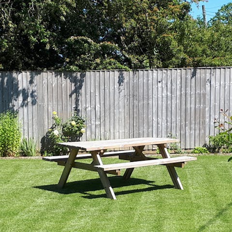 Pad out to the garden and enjoy a cup of tea in the morning sun