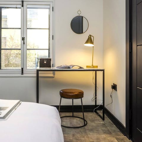 Catch up on work at the bedroom's dedicated desk space