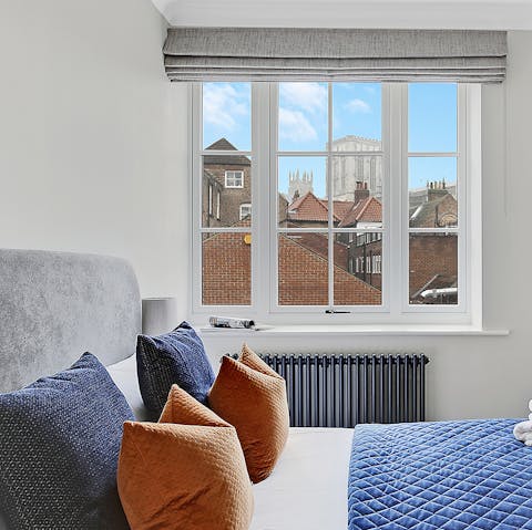 Wake up to beautiful views of York Minster from the comfortable bedrooms – the cathedral is a seven-minute walk away