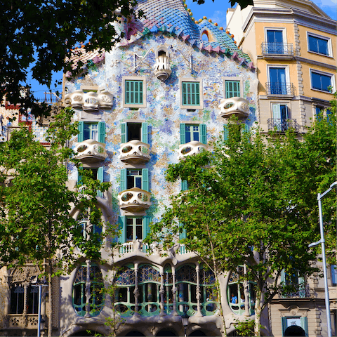 Visit Gaudí's impressive Casa Batlló, a three-minute walk away