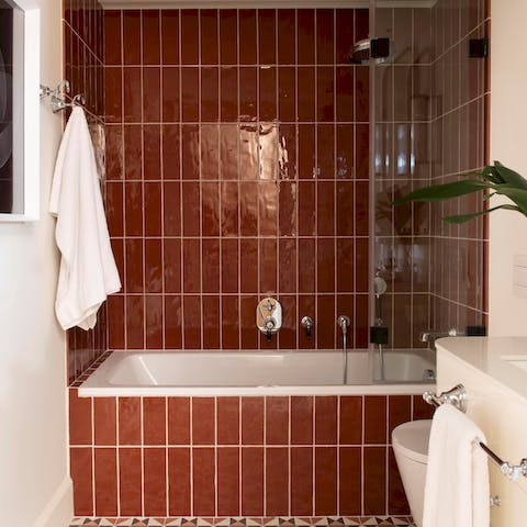 Enjoy a long soak in the tub after a busy day of sightseeing