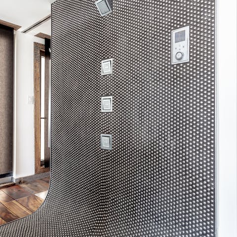 Relax in the high-tech steam room