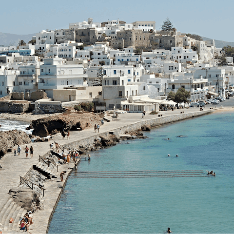 Take the short 16 kilometre drive to explore Naxos old town