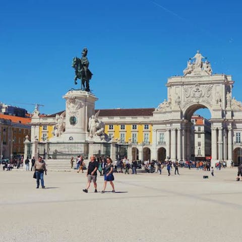 Stay in the historic Baixa district, a five-minute walk from Praça do Comércio