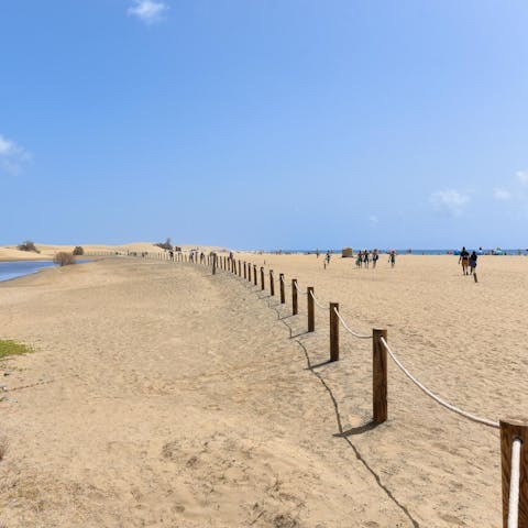 Skip down to Maspalomas Beach, just three minutes from your building