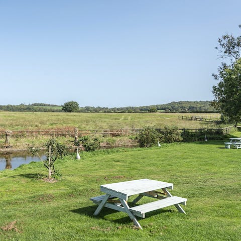 Enjoy Somerset views on your picnic by the pond