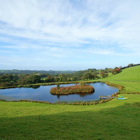 Go fishing for trout at the on-site  lake