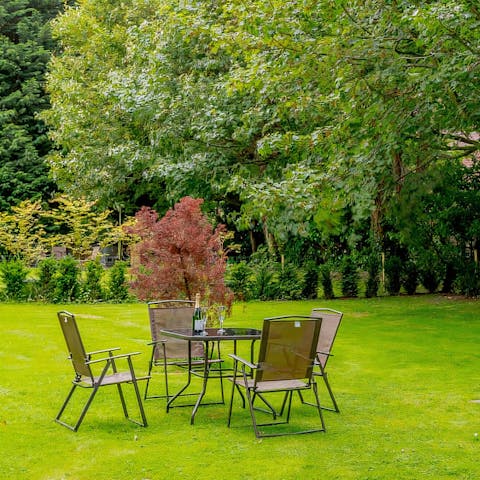 Eat alfresco in the large garden