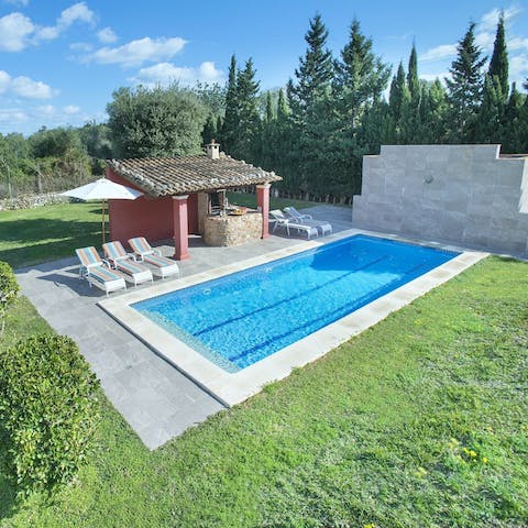 Make a beeline for the private pool and cool off from the sun