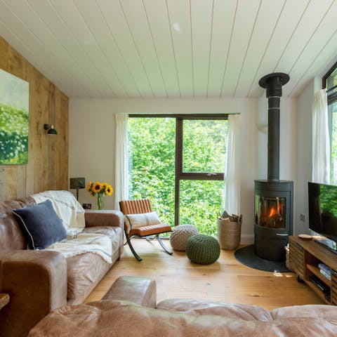 Keep warm on chilly evenings with a hot drink by the log burner