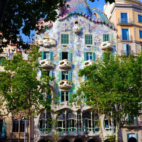 Visit a must see in Barcelona, Gaudí's Casa Batlló, a four-minute walk away