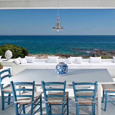 Eat all your meals out on the terrace looking out at the endless sea views
