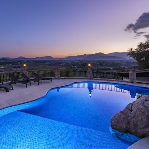 Enjoy the spectacular sunsets and ocean views from while you glide across the pool
