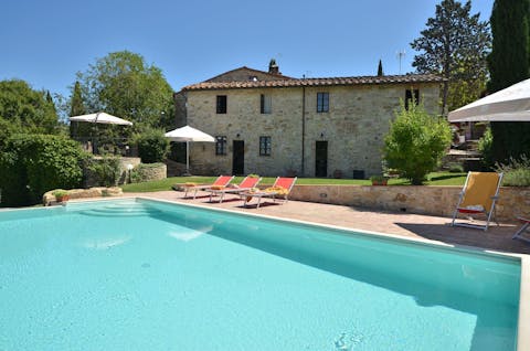 Enjoy a dip in the private pool as the sun warms your skin