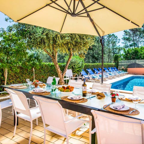 Drink or dine alfresco on the poolside terrace