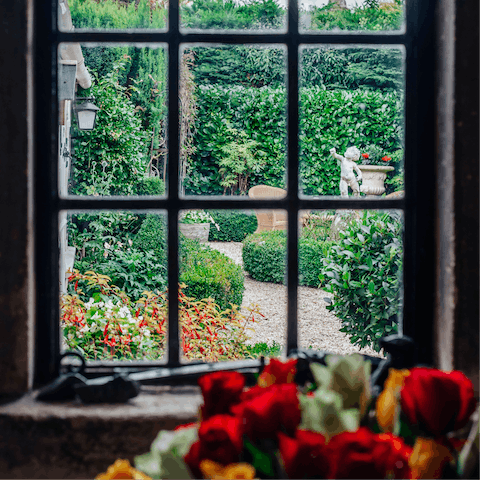Gaze out of the window at fairytale garden views